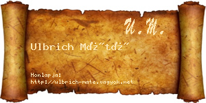 Ulbrich Máté névjegykártya